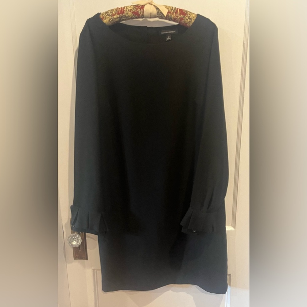 Banana Republic Black Sheath Dress with Bishop Sleeves